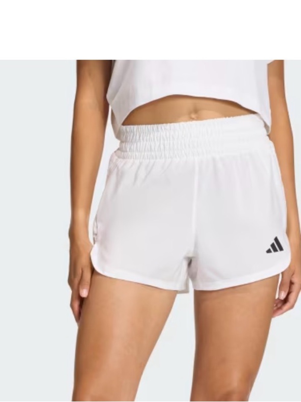 adidas White Women's Performance Running Shorts with Elastic Waist